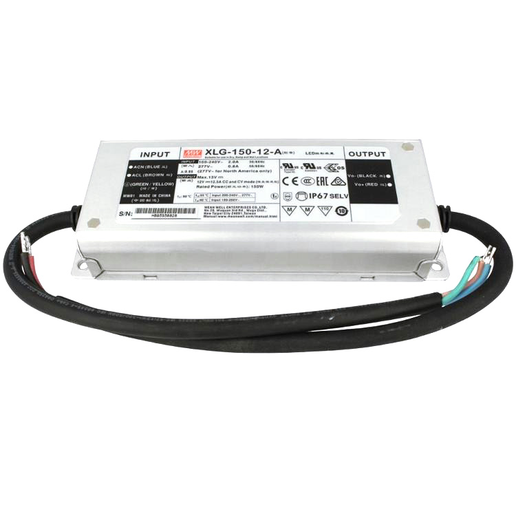 XLG-150-12-A 150Watt AC100-305V Input Voltage Mean Well High-Efficacy Waterproof DC12V UL-Listed LED Display Lighting Power Supply